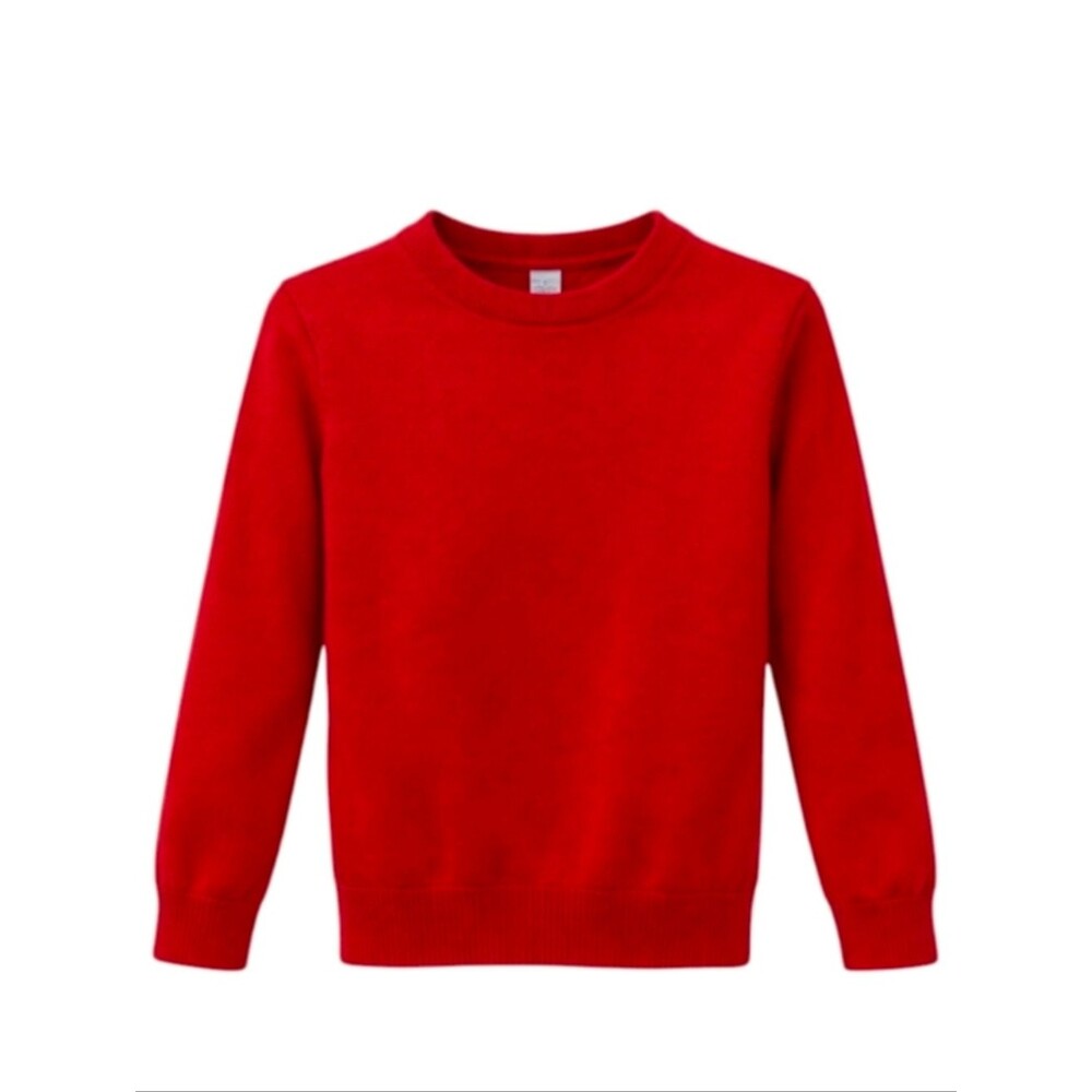 Primary Red Crew Neck Long Sleeve Cotton Christmas Xmas Sweater Boys Size 6 7